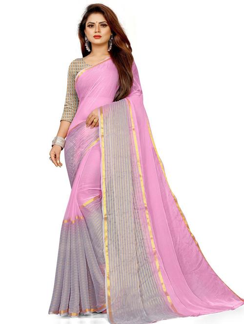 chiffon solid multi colored saree with blouse - 19645677 - Very Small Image - 1