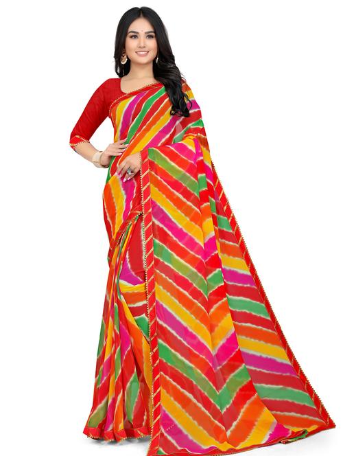 georgette leheriya saree with blouse - 19645686 - Very Small Image - 1