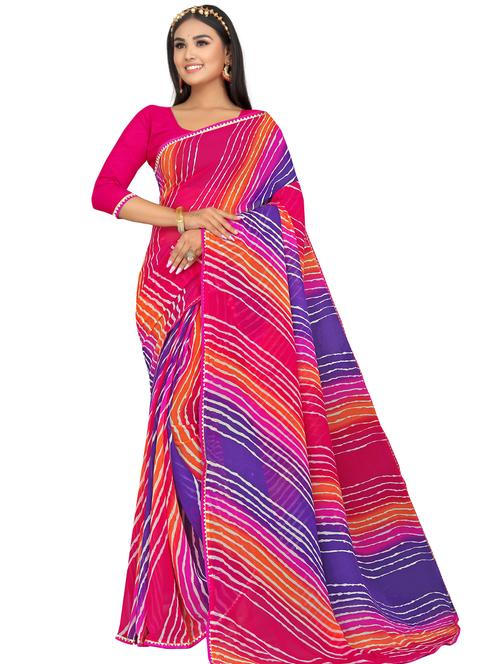 multi colored leheriya saree with blouse - 19645691 - Very Small Image - 1