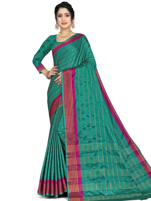 zari work woven saree with blouse - 19645700 - Very Small Image - 1