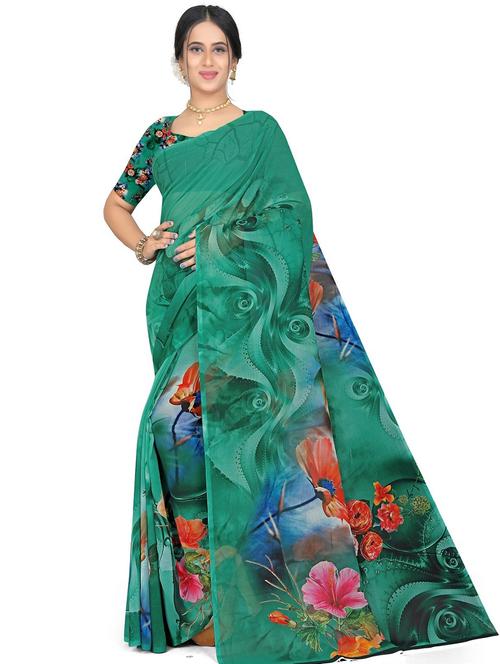 floral printed saree - 19645715 - Very Small Image - 1