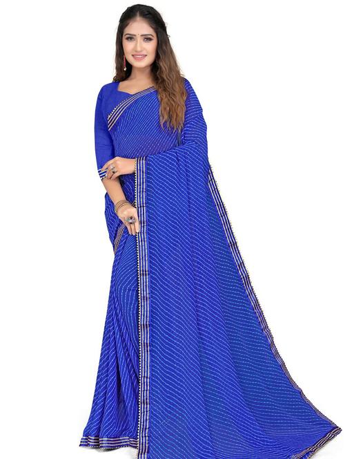 printed bordered saree with blouse - 19645722 - Very Small Image - 1
