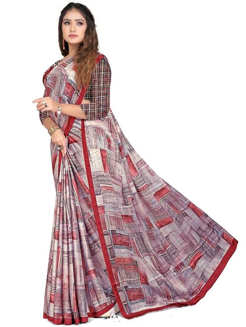 graphic printed saree with blouse - 19645725 - Very Small Image - 1