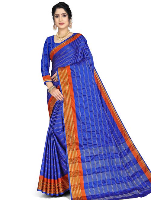 self desigm woven saree with blouse - 19645729 - Very Small Image - 1