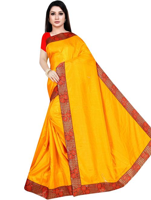 yellow bordered saree with blouse - 19645749 - Very Small Image - 1