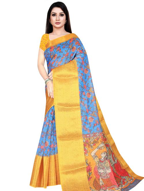 kalamkari printed saree with blouse - 19645777 - Very Small Image - 1