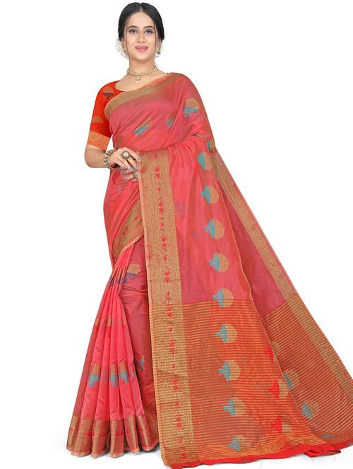 self design woven saree with blouse - 19645785 - Very Small Image - 1