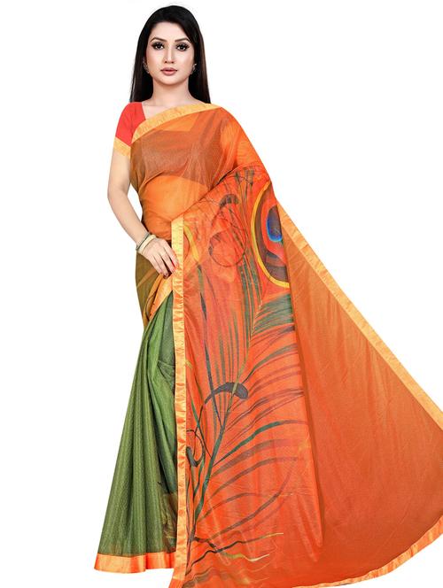 ethnic motif printed saree with blouse - 19645796 - Very Small Image - 1