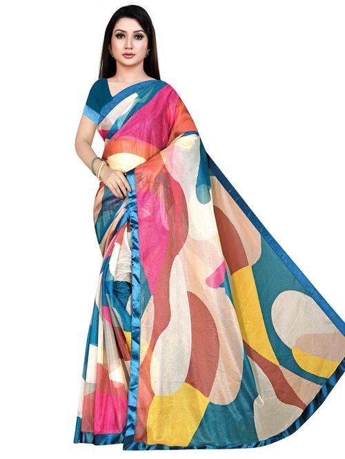 abstract printed saree with blouse - 19645823 - Very Small Image - 1