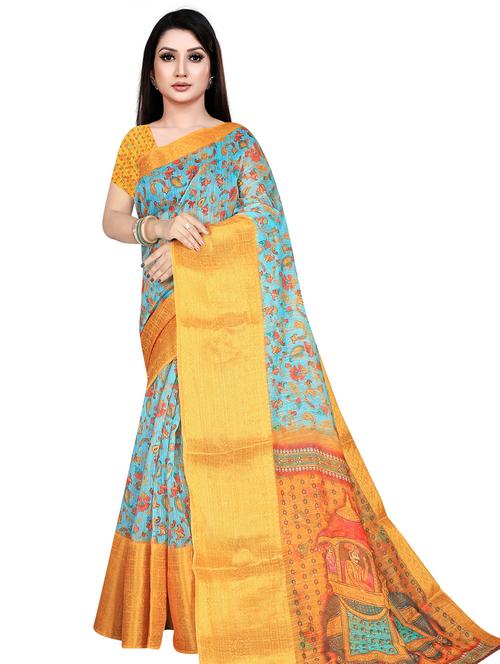 kalamkari printed saree with blouse - 19645828 - Very Small Image - 1