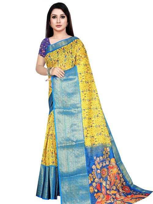 kalamkari printed saree with blouse - 19645831 - Very Small Image - 1