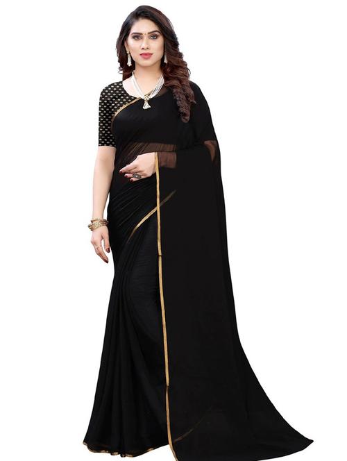 solid bordered saree with blouse - 19645975 - Very Small Image - 1