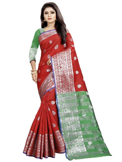 zari work woven saree with blouse - 19646001 - Very Small Image - 1