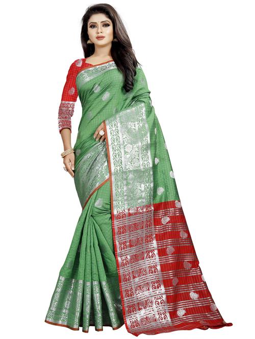 zari work woven saree with blouse - 19646002 - Very Small Image - 1