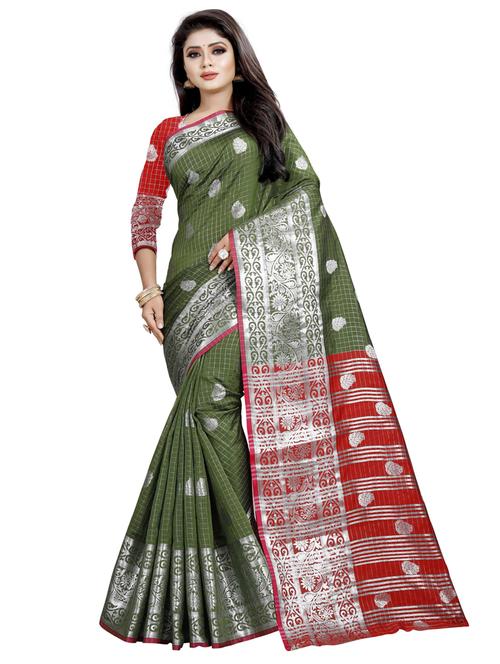 zari work woven saree with blouse - 19646007 - Very Small Image - 1