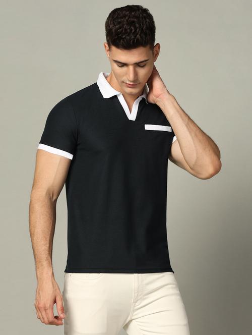 polo neck color block regular t-shirt - 19646095 - Very Small Image - 1