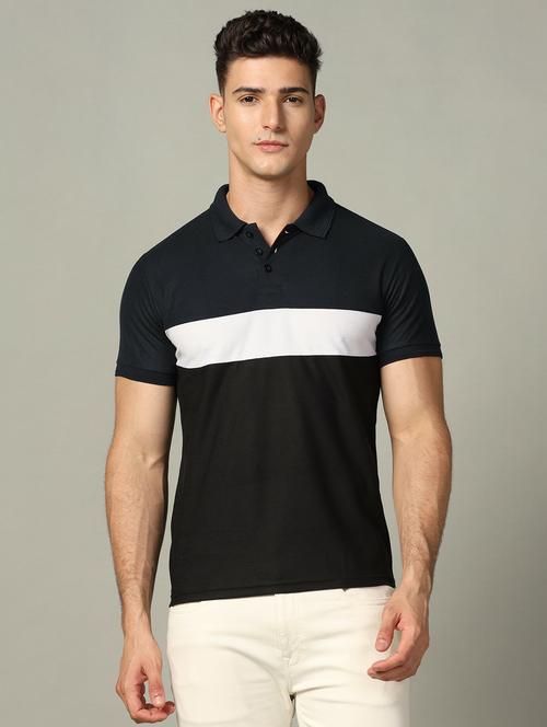 polo neck color block regular t-shirt - 19646116 - Very Small Image - 1