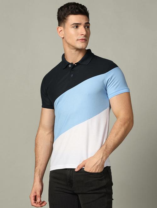 polo neck color block regular t-shirt - 19646126 - Very Small Image - 1