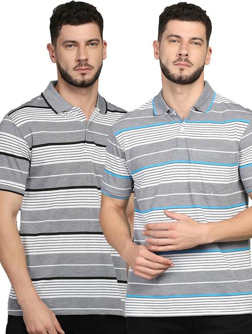 pack of 2 striped polo t-shirt - 19646374 - Very Small Image - 1