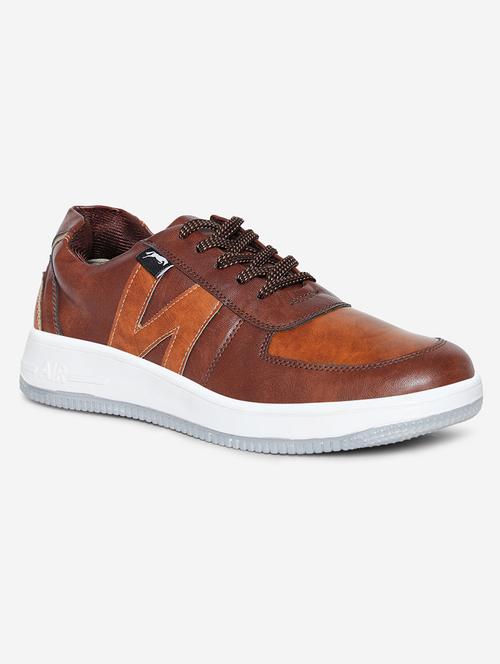 tan pu lace up sneaker - 19646532 - Very Small Image - 1