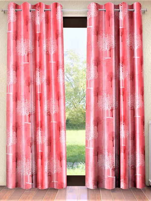 home sizzler 2 pieces blossom's tree eyelet polyester door curtains - 7 feet, maroon - 19646554 - Very Small Image - 1