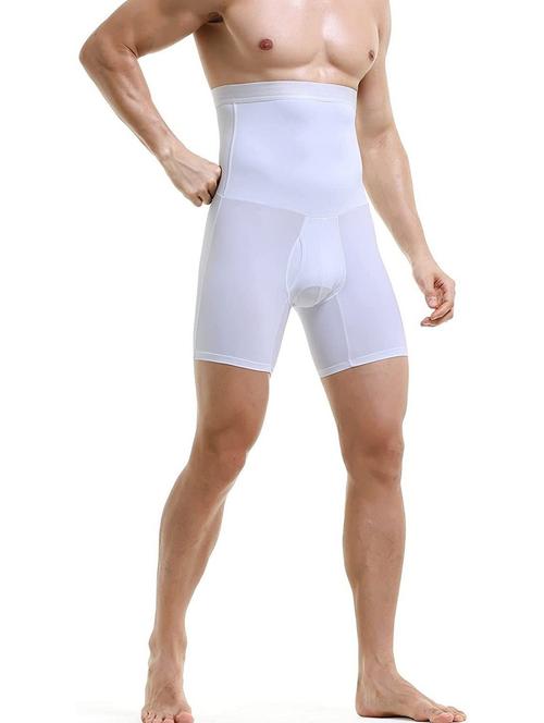 white cotton blend tummy & thigh shaper shapewear - 19647152 - Very Small Image - 1