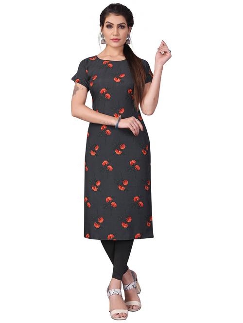 grey crepe straight kurta - 19647198 - Very Small Image - 1