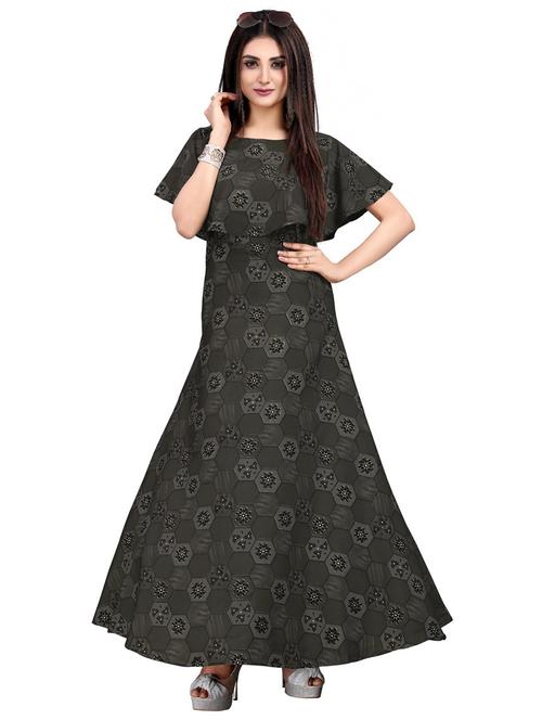 cape neck printed a-line dress - 19647636 - Very Small Image - 1