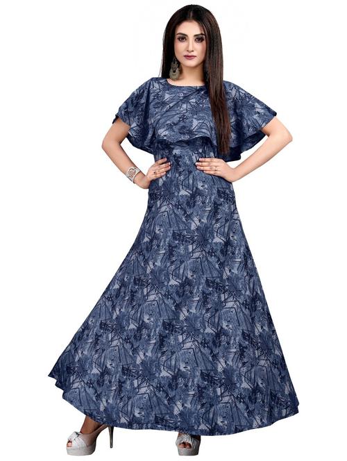 cape neck printed a-line dress - 19647639 - Very Small Image - 1