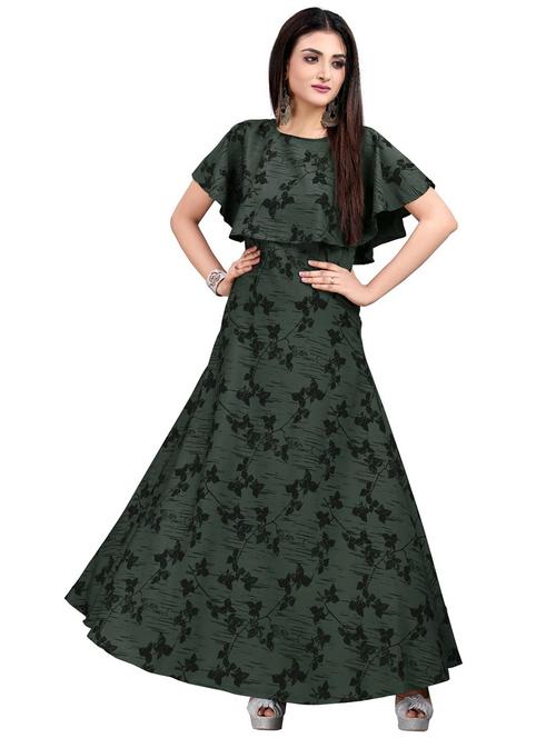 cape neck printed a-line dress - 19647640 - Very Small Image - 1
