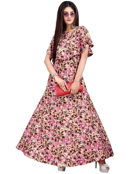 cape neck printed a-line dress - 19647641 - Very Small Image - 1