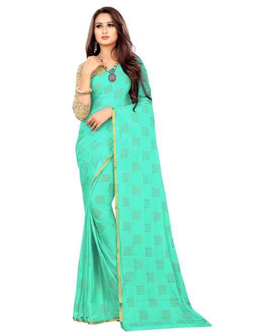 women's foil print light green colored saree with blouse - 19648637 - Very Small Image - 1