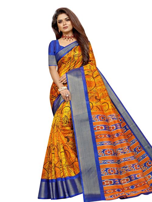 women's self design yellow colored saree with blouse - 19648789 - Very Small Image - 1