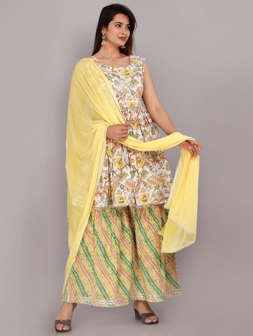 round neck kurta sharara set - 19648874 - Very Small Image - 1