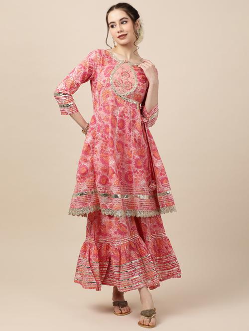 key hole neck kurta sharara set - 19648956 - Very Small Image - 1
