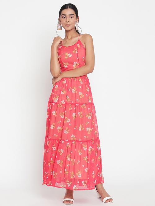 pink floral fit & flare dress - 19650351 - Very Small Image - 1