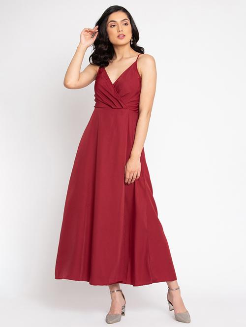 red solid maxi dress - 19650388 - Very Small Image - 1