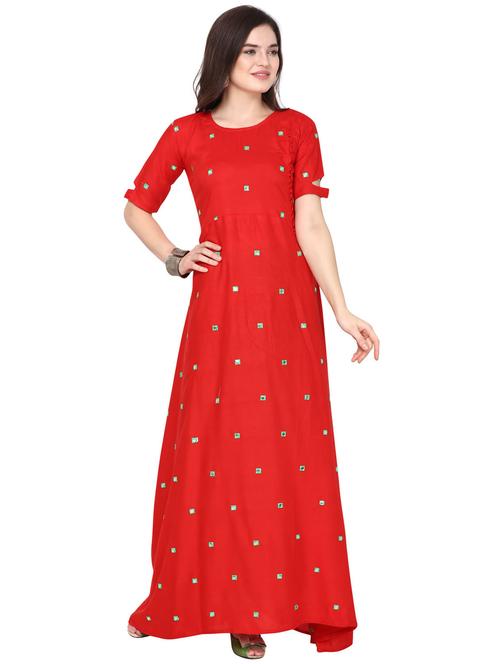 round neck mirror work a line kurta - 19652668 - Very Small Image - 1