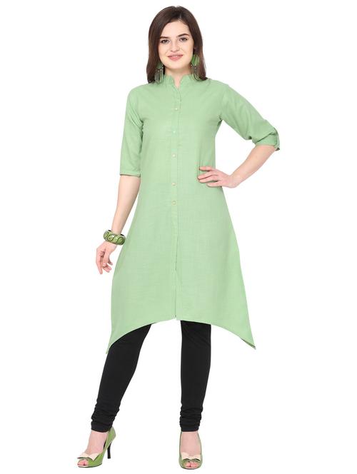 mandarin neck solid a line kurta - 19652701 - Very Small Image - 1