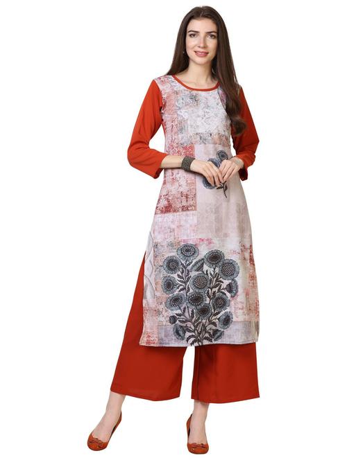 round neck printed straight kurta - 19652819 - Very Small Image - 1