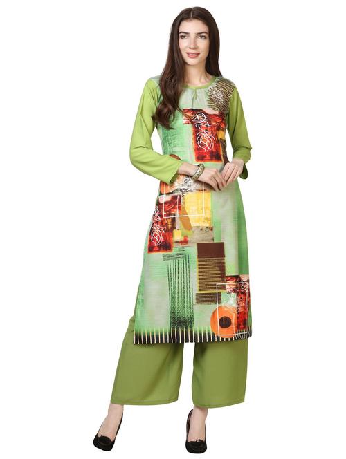 round neck printed straight kurta - 19652845 - Very Small Image - 1