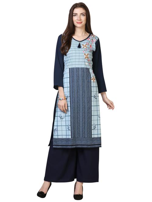 v neck printed straight kurta - 19652958 - Very Small Image - 1