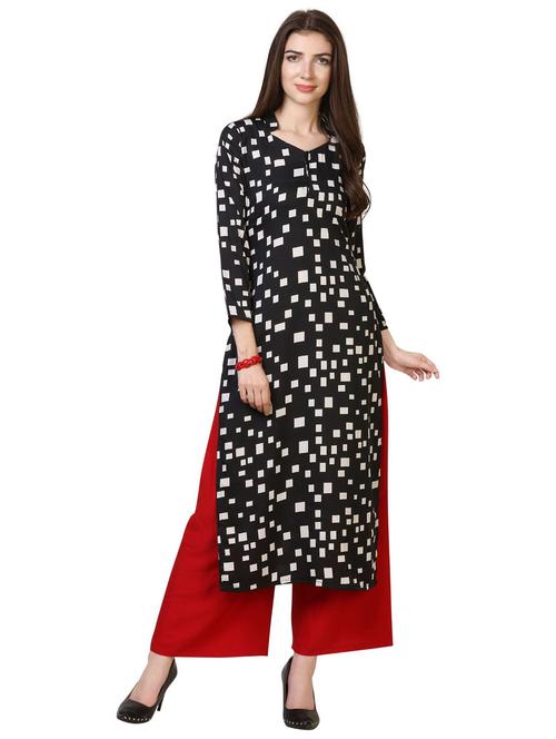 v neck printed straight kurta - 19653038 - Very Small Image - 1