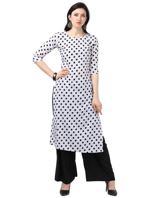 boat neck polka dots straight kurta - 19653236 - Very Small Image - 1