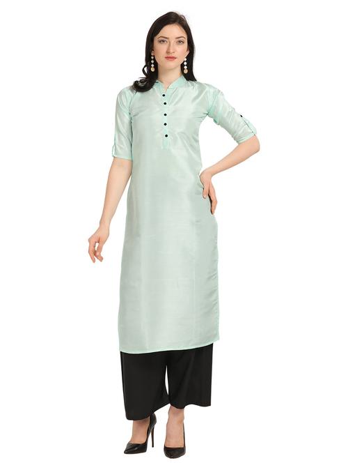 mandarin neck solid straight kurta - 19653685 - Very Small Image - 1