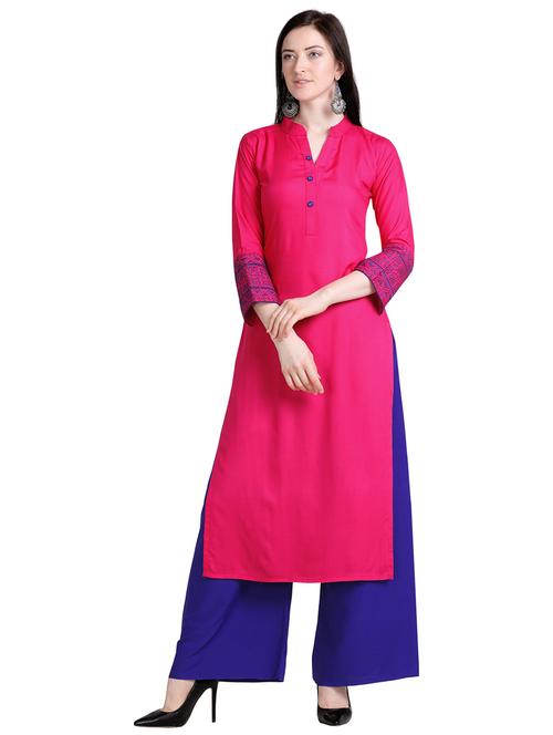 mandarin neck solid straight kurta - 19653754 - Very Small Image - 1