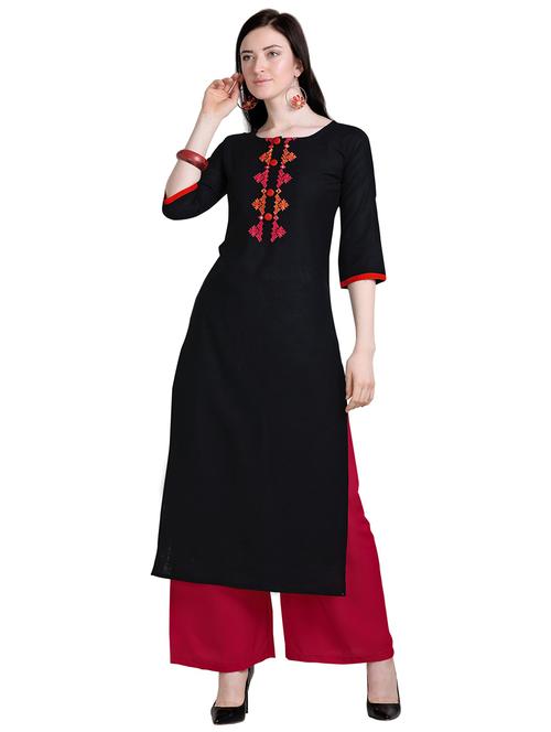 round neck solid straight kurta - 19653759 - Very Small Image - 1