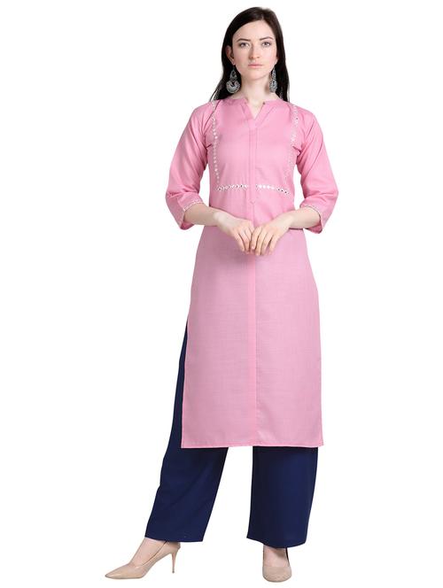 mandarin neck solid straight kurta - 19653779 - Very Small Image - 1