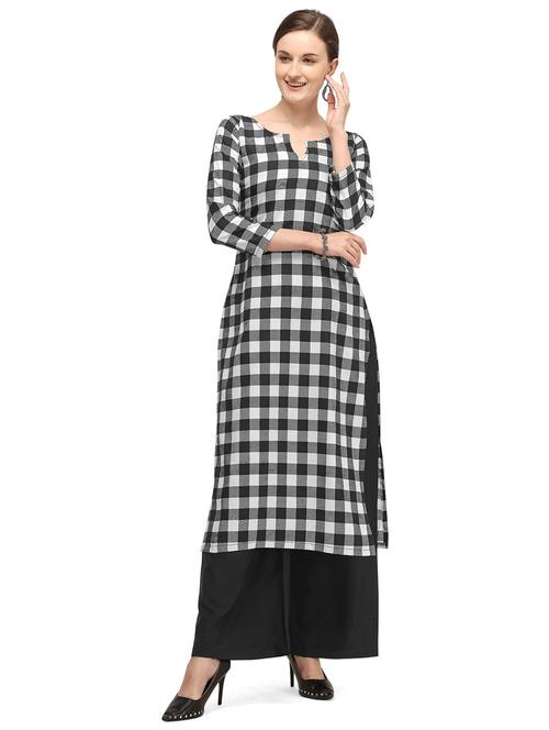 notch neck printed straight kurta - 19654093 - Very Small Image - 1