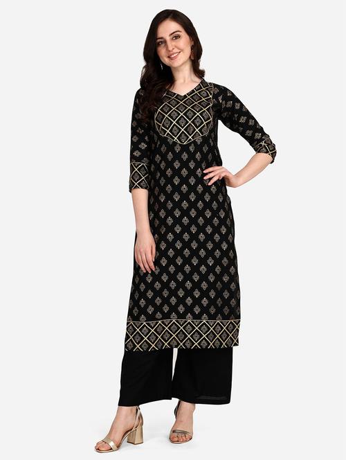 v neck printed straight kurta - 19654108 - Very Small Image - 1